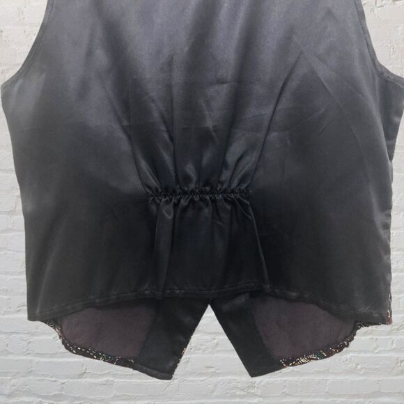 Michele Leslie 80s Vintage Velvet Vest M Metallic Tribal Boho - Picture 5 of 14